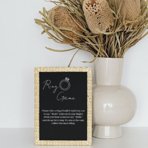 Simple black & white ring game don't say bride poster