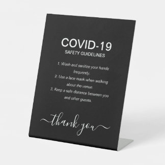 Simple Black & White Safety Guidelines Party Pedestal Sign