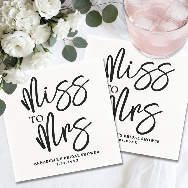 Simple Black White Script Bridal Shower Napkin (Simple Black White Script Bridal Shower Napkins)