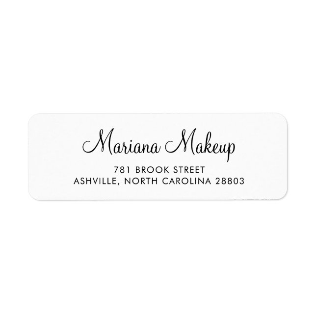 Simple Black White Script Business Return Address (Front)