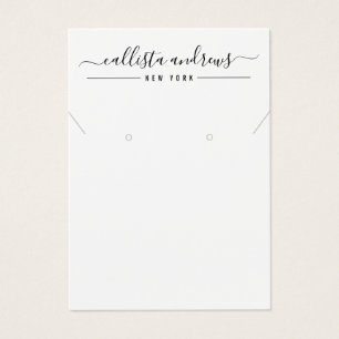 Simple Black White Script Earring Necklace Display