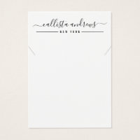 Simple Black White Script Necklace Display Card