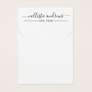 Simple Black White Script Necklace Display Card