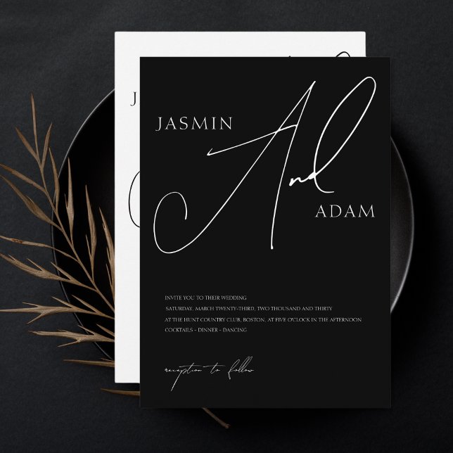 Simple Black White Script Typography Wedding Invitation (Creator Uploaded)