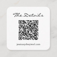 Simple Black White Script Wedding Details QR Code