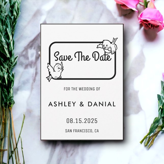 Simple black white script Wedding Save the Date Invitation (Creator Uploaded)