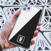 Simple Black & white split Custom monogram initial