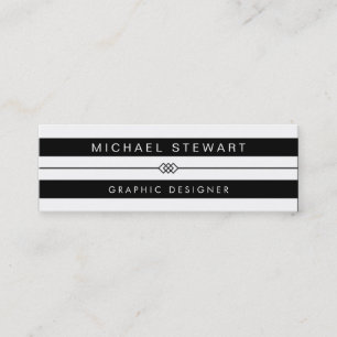Simple Black White Stripes - Modern and Unique Mini Business Card