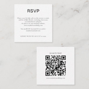Simple Black White Text QR Code RSVP  Enclosure Card