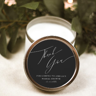 Simple Black & White Thank You Bridal Shower Classic Round Sticker