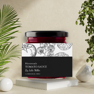 Simple Black & White Tomato Sauce Label