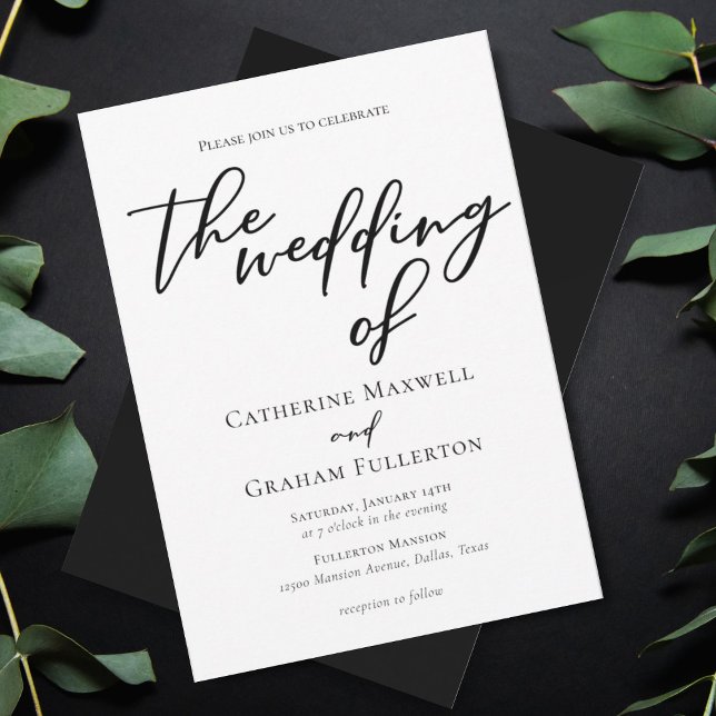 Simple Black White Typography Formal Wedding Invitation (Creator Uploaded)