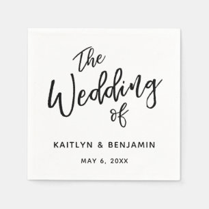 Simple Black & White Typography The Wedding Of Napkin