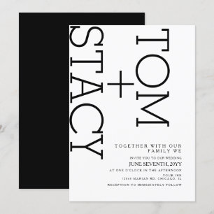 Simple Black White Typography Ultra Bold Wedding I Invitation