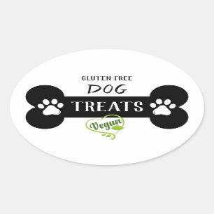 Simple Black & White Vegan Dog Treat Oval Sticker