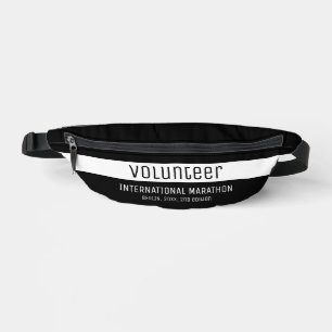 Simple Black White Volunteer Help Promotional Bum Bags