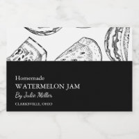 Simple Black & White Watermelon Jam Label