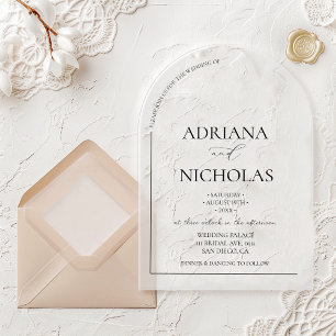 Simple Black & White Wedding Acrylic Invitations