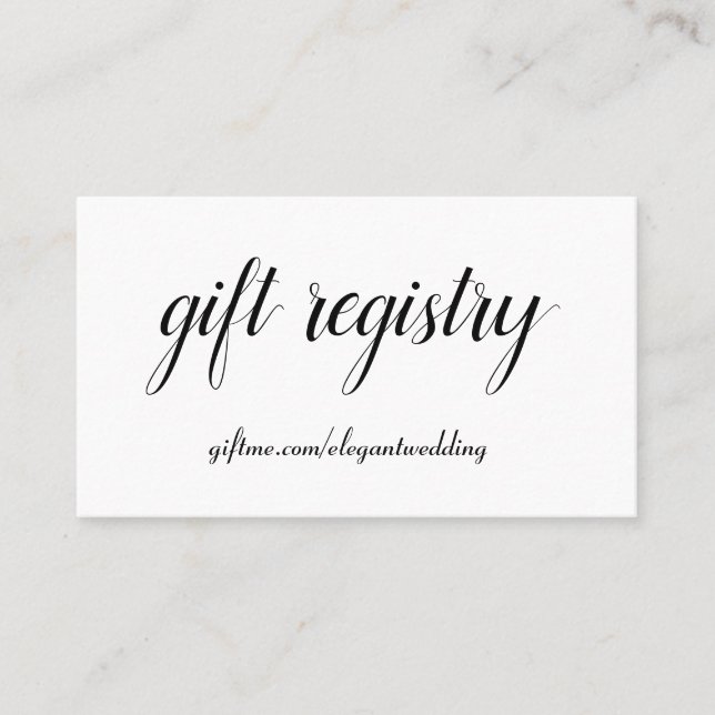 Simple Black & White Wedding Gift Registry Card  (Front)