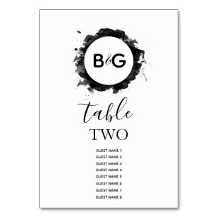 Simple Black White Wedding Guest Names Table Number