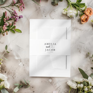 Simple Black & White Wedding Invitation Belly Band