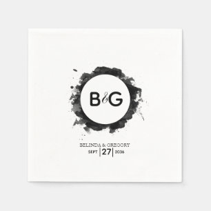 Simple Black White Wedding  Napkin