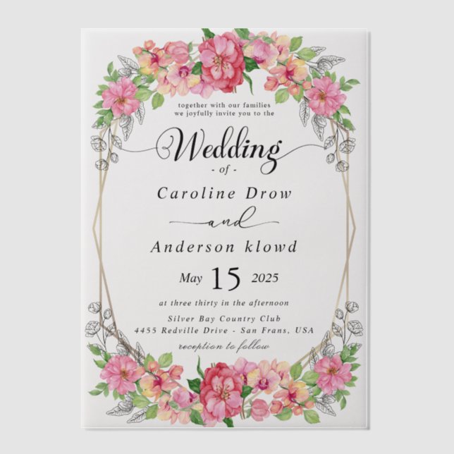 Simple Black & White wedding  Overlay Vellum Invitations (Front)