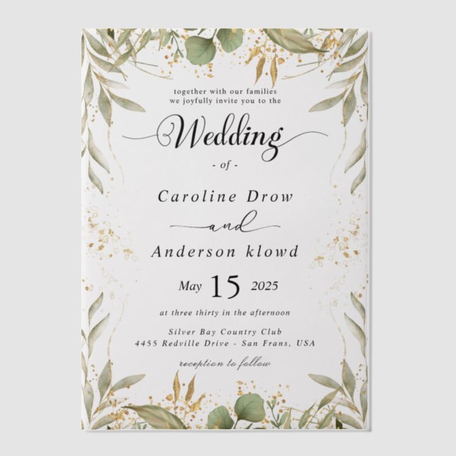 Simple Black & White wedding  Overlay Vellum Invitations (Front)