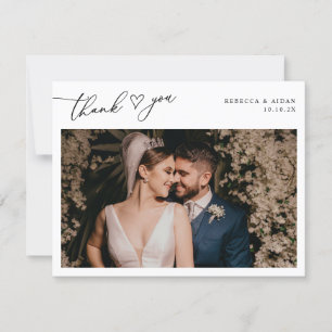 Simple Black & White Wedding Photo Thank You Card