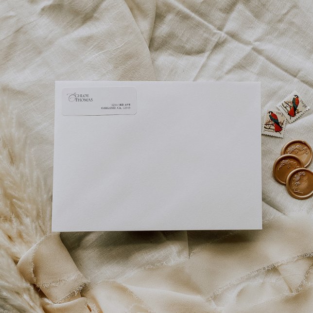 Simple Black & White Wedding Return Address (Elegant Minimalist Classic Wedding Return Address Label)