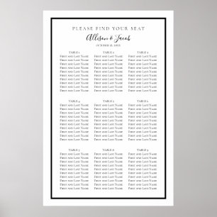 Simple Black White Wedding Seating Chart
