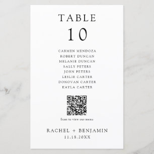 Simple Black White Wedding Seating Chart QR Code