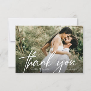 Simple Blank back Wedding Photo Modern Thank You Card