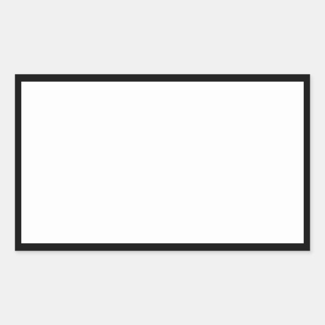 Simple Blank White Black Border Rectangular Sticker (Front)