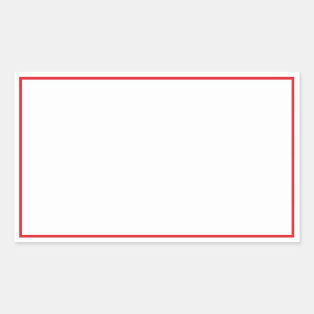 Simple Blank White with Bright Red Border Rectangular Sticker (Front)