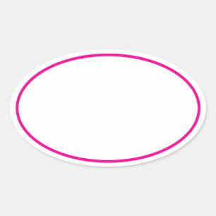Simple Blank White with Hot Pink Border Oval Sticker