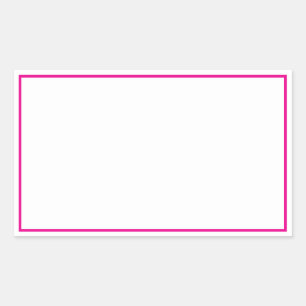 Simple Blank White with Hot Pink Border Rectangular Sticker