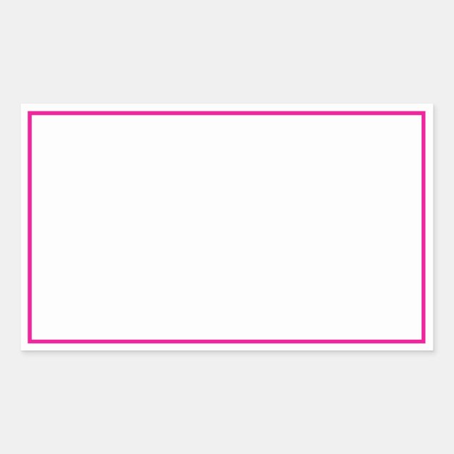Simple Blank White with Hot Pink Border Rectangular Sticker (Front)