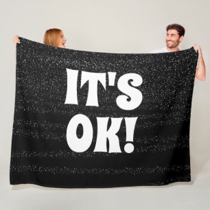 Simple blck white typography modern personalised fleece blanket