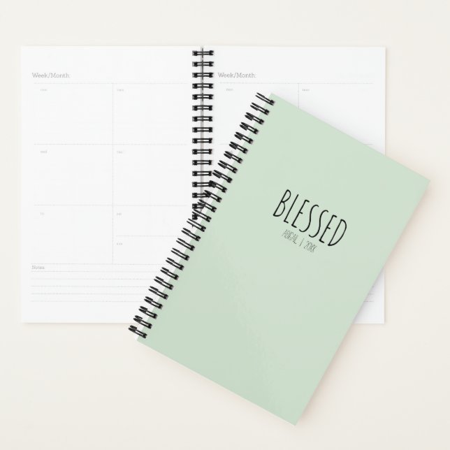 Simple Blessed Gratitude Hand Lettering Mint Planner (Display)