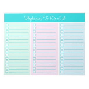 Simple Block Colors 8.5x11 Three Column Checklist Notepad