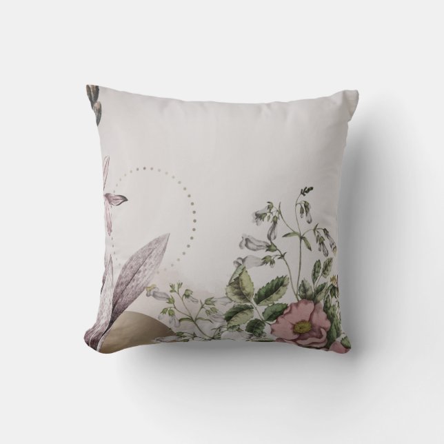 Simple Blooming Flowers | Light Grey Cushion (Front)
