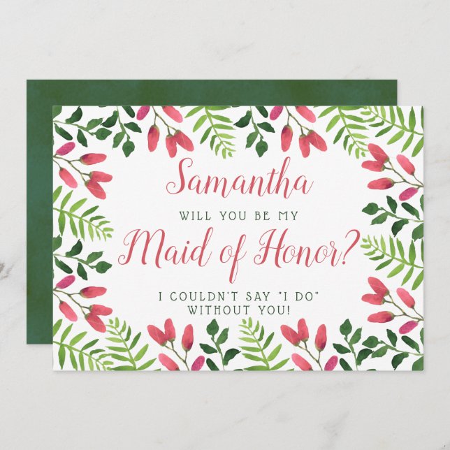 Simple Blossom | Will You Be My Maid Of Honour? Invitation (Front/Back)