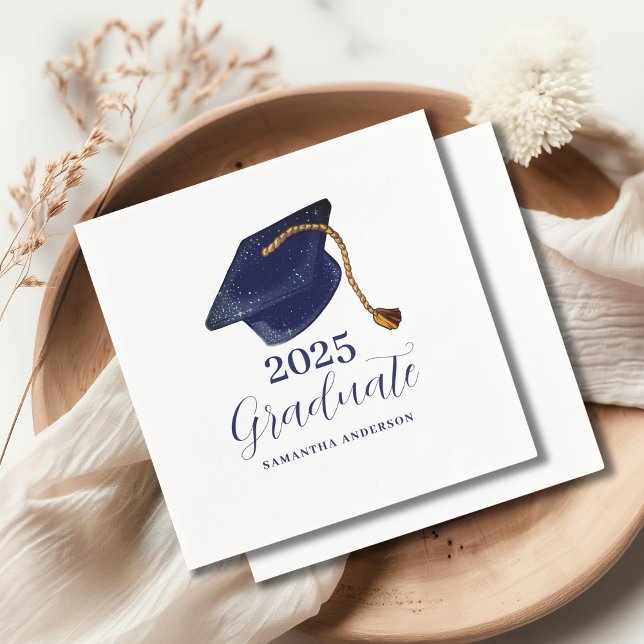 Simple Blue 2025 Graduation Napkin (Creator Uploaded)