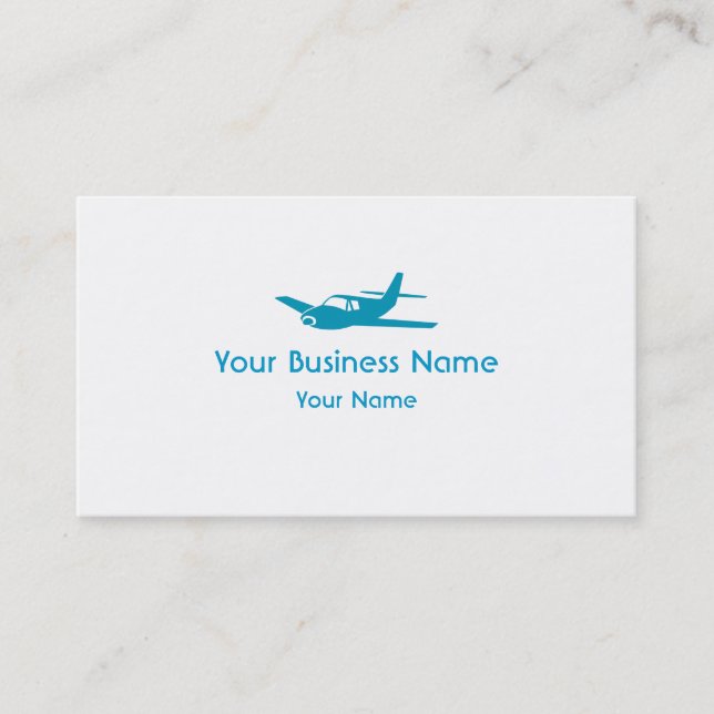 Simple blue aeroplane custom business cards (Front)