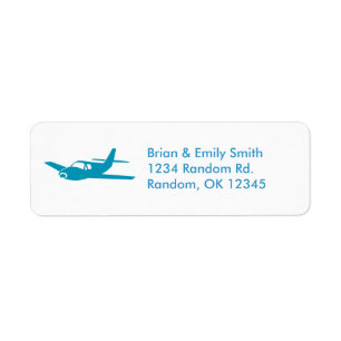 Simple blue aeroplane return address labels