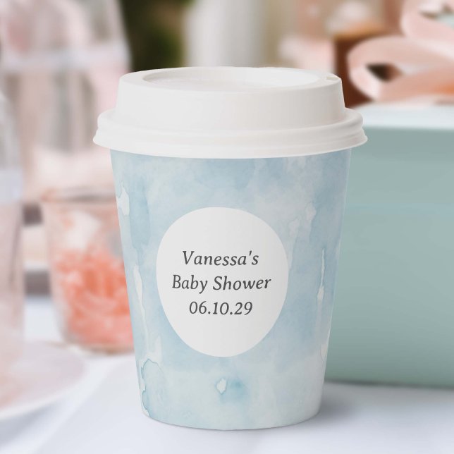 Simple Blue Aesthetic Watercolor Texture pattern Paper Cups (Blue simple watercolor texture paper cup)