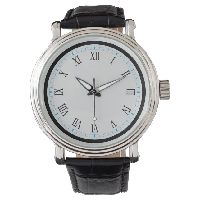 Simple Blue and Black Roman Numeral Watch (Front)