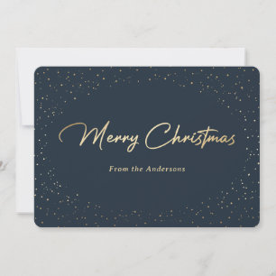 Simple Blue and Gold Foil Christmas Cards