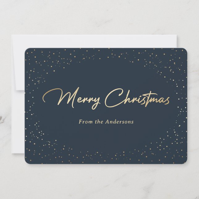 Simple Blue and Gold Foil Christmas Cards (Front)